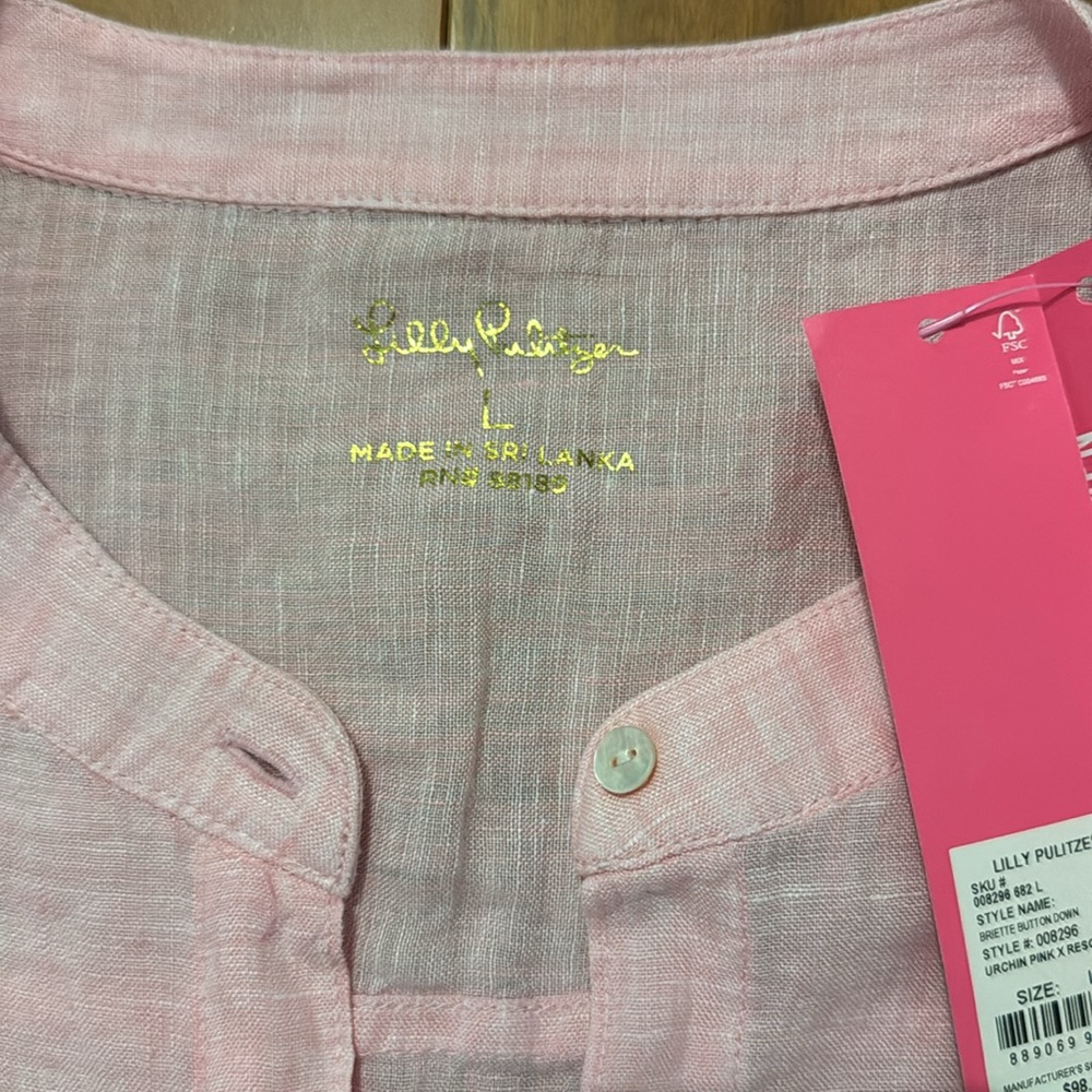 NWT Lilly Pulitzer Pink Sleeveless Briette Button Down Blouse - Picture 2 of 4